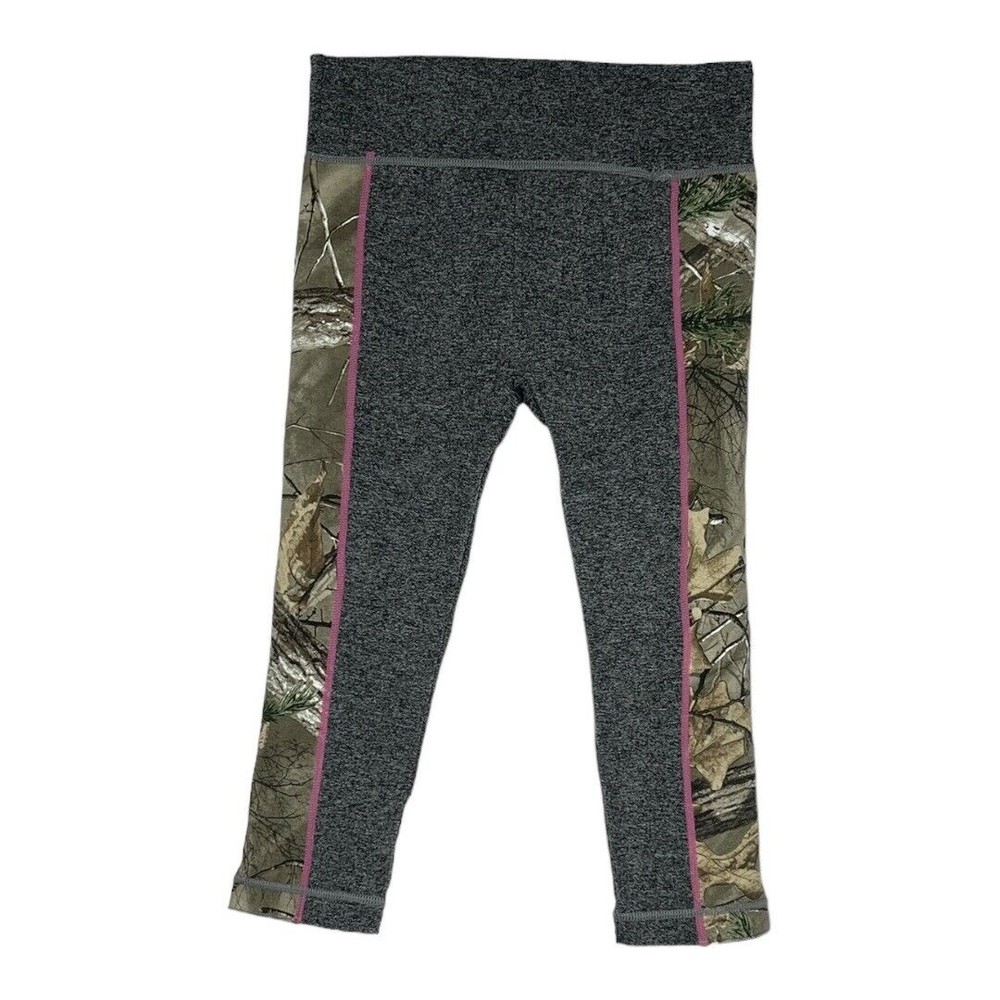 Realtree Camo Women's Cropped Legging Heather Gray Green‎ Camo Pink Accents S/M